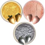 Edible LUSTER DUST for cake decoration 3 colors set for Fondant and food paint for strawberries wedding cake chocolate covered, petal dust, candy and more. (rosegold gold and silver)