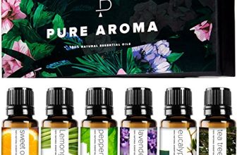 Essential Oils by PURE AROMA 100% Pure Oils kit- Top 6 Aromatherapy Oils Gift Set-6 Pack, 10ML(Eucalyptus, Lavender, Lemon Grass, Orange, Peppermint, Tea Tree)