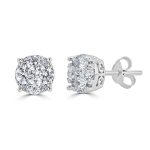 1/4Ct Women Round Diamond Stud Earrings Set In Sterling Silver