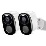2Pack Security Cameras Outdoor Wireless,2K Battery Powered Camera for Home Security, Cloud/SD(up to 256G), No Monthly Fee, AI Motion Detection, Color Night Vision,2-Way Audio, Compatible with Alexa