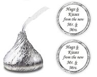 324 Hugs and Kisses from The New Mr. & Mrs. Kiss Wedding Stickers, Chocolate Drops Labels Stickers for Weddings, Bridal Shower Engagement Party Decorations, Kisses Favors Decor. Made in USA