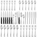 36-Piece Silverware Set with Steak Knives for 6, Food-Grade Stainless Steel Utensils Set Includes Spoons Forks Knives For Home Restaurant Hotel, Mirror Finish, Dishwasher Safe