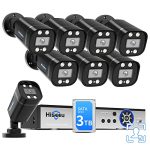 [3TB HDD+Vehcle/Face Detection]Hiseeu 5MP 8ch Wired Security Camera System Home CCTV Camera Security System w/8pcs Security Cameras Outdoor&Indoor,Remote Access,Motion Detect,Night Vision,24/7 Record