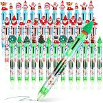 6 In 1 Christmas Ballpoint Pen Multicolor Retractable Ballpoint Pens 6 Color Christmas Pens Bulk Christmas Tree Santa Claus Snowman Xmas Party Favors End of Year Student Teacher Gifts Pens (40 Pieces)