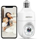 Alkivision 2K Light Bulb Security Cameras Wireless Outdoor - 2.4G Hz 360° Motion Detection, for Home Security Outside Indoor, Full-Color Night Vision, Auto Tracking, Siren Alarm, 24/7 Recording