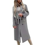 Ayolanni Friday Black Deals 2023 Long Blazer Overcoat for Women Fashion Double Breasted Wool Blend Trench Coats with Pockets Trench Coat for Women 2023 Gray L