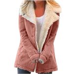 Ayolanni Friday Black Deals 2023 Women's Jackets Plush Fleece Lined Lapel Notched Collar Outerwear Solid Color Warm Coats Plus Size Lightning Deals of Today Womens Winter Coats Pink L