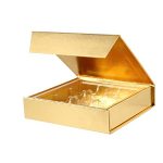 BAKIPACK 6 Truffle Boxes, Chocolates Boxes, Gold Truffle Gift Boxes Packaging with 9-Piece Plastics Tray, Magnetic Closure Lid 5.7x5.7x1.3 Inches