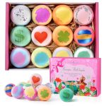 Bath Bombs, Aofmee Bath Bombs for Women, 12 Bath Bomb for Kids Girls, Homemade Bathbombs with Essential Oil, Bath Spa Relaxing Christmas Valentines Birthday Mothers Day Gifts Set for Mom Her