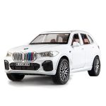 BDTCTK 1:32 Comapatible for BMW X5 SUV Model Car Toy, Zinc Alloy Pull Back Toy car with Sound and Light for Kids Boy Girl Gift(White)