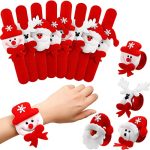 Blulu 20 Pieces Christmas Slap Bracelets Christmas Snap Bracelet Party Favors Xmas Slap Bands Include Santa Claus Snowman Reindeer Bear Christmas Decorations for Girls and Boys(Christmas)