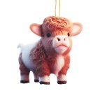 Cartoon Cow Decorative Hanging Ornament,Cute Tree Ornament Pendant,Acrylic Highland Cow Pendants Christmas Tree Decorations Xmas Gifts