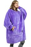 Catalonia Purple Wearable Blanket Hoodie Sweatshirt, Oversized Wearable Sherpa Lounging Pullover for Adults Men Women Teenagers Wife Girlfriend Gift