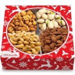 Christmas Nuts Gift Basket - Holiday Food Gift, Premium Mixed Nut Assortment Gift Gourmet Snack Food Present Box, Vegan, Organic and Kosher - Christmas Gift Basket for Family.