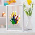 Clear Family Handprint Kit - Gifts for New Parents, Family Gifts - DIY Handmade Keepsake Wooden Frame - 5 Non -Toxic Paint Included - Transparent Sheets (White)