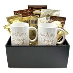 Coffee Gift Baskets - Hot Cocoa Gift - Food Gift - Holiday Coffee Gift Box- 2 Mugs, Wafers, Hot Cocoa, Coffee, Snacks and More (Warm and Cozy)