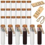 Copkim 24 Set Hot Chocolate Favors for Guest 2 oz Plastic Test Tubes with Cork Stoppers Paper Label and Rope Clear Thank You Wedding Favors Hot Cocoa Containers for Storage Baby Shower Favors