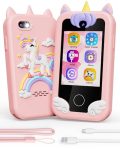 dancingcow Kids Smart Phone, Unicorn Toys for Girls Ages 3-8 Years Old, Touchscreen Toddler Play Phone with MP3 Music Player Dual Camera Puzzle Games 8GB SD Card, Birthday Gifts for Girl