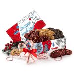 David's Fresh-Baked Winter Wonderland Christmas Cookies in Tin, 0.5 Oz Assorted Mini Cookies Gift Basket with Chocolate Chip, Chocolate & White Chocolate Chip & Red Velvet, Holiday Food Gift Basket