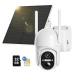 Ebitcam 4G LTE Cellular Outdoor Security Camera Includes SD&SIM Card, Solar Powered, Works Without WiFi, 2K Live Video, 360° Full Cover, Color Night Vision, Motion&Siren Alert, Playback on Phone