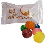 Eid Mubarak Wrapped Fruit Balls Hard Candy 100 Count Eid al-Adha & Eid al-Fitr Event Candy Muslim Religious Candy For Ramadan