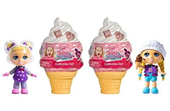Far Out Toys Love, Diana, Kids Diana Show, Fashion Fabulous Collectible Doll 2-Pack, 2 Surprise 3.5” Dolls in Adorable Ice Cream Cones, 10 Different Diana Doll Styles to Collect