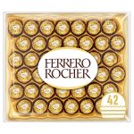 Ferrero Rocher Chocolate Gift Set, Hazelnut and Milk Chocolate Pralines, Box of 42 Pieces