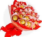 Ferrero Rocher Hazelnut Milk Chocolates, Candy Chocolate Gift Bouquet, 24 Count Edible Red and White Roses