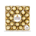 Ferrero Rocher Premium Gourmet Milk Chocolate Hazelnut, Luxury Chocolate Holiday Gift, Individually Wrapped, 24 Ct. (Pack of 1)