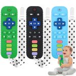 Fu Store 3 Pack Silicone Teething Toys for Infant Toddlers Remote Control Shape Teethers for Babies Chew Toys, Relief Soothe Babies Gums Set, BPA Free Freezable Dishwasher and Refrigerator Safe