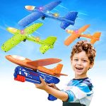 Fuwidvia 3 Pack Airplane Launcher Toys, 12.6'' LED Foam Glider Catapult Plane Toy for Boys, 2 Flight Modes Outdoor Flying Toys Birthday Gifts for Boys Girls 4 5 6 7 8 9 10 11 12 Year Old