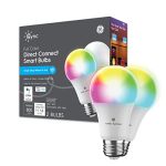GE CYNC Smart LED Light Bulbs, Color Changing, Bluetooth and Wi-Fi, Christmas Lights and Holiday Decor, Works with Alexa and Google Home, A19 Bulbs (2 Pack)