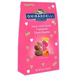 Ghirardelli Chocolate Company Milk Chocolate Caramel Duet Hearts, Heart Shaped Chocolates for Valentines, 6 Oz Bag