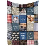 Gift for Parents Anniversary Ideas, Personalized Throw Blanket Photo Collage Quilt Pattern Fleece or Sherpa From Children, Christmas or Birthday Present Idea for Dad and Mom (Fleece3040)