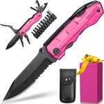 Gifts for Women, Wife, Girlfriend, Mom, Best Friend Christmas, P-ink Multitool Knife - Unique Gift Ideas for Women, Mothers Day Gifts for Mom, Anniversary Valentines Day Birthday Gifts for Women