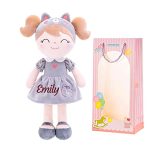 Gloveleya Personalized Doll with Your Name - Cute Gray Cat Custom Soft Plush Doll for Girls Plush Doll Customized Gifts