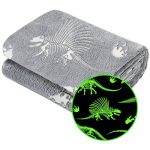 Glow in The Dark Blanket Dinosaur Throw Blanket for Boys Kids Soft Warm Cozy Cute Dino Blanket Unique Christmas Toys Gifts Gray Glowing Dinosaur Room Decor Blankets for Girls Teens 50"x60"