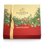 Godiva Assorted Chocolate Holiday Gift Box - 9 Piece Limited Edition Gourmet Chocolate Candy Gift Box in a Red, Gold and Green Garland Festive Design