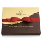 Godiva Chocolatier Assorted Dark Chocolate Holiday Gold Gift Box, 18 Piece Chocolate Candy Variety with Red Ribbon - Perfect Christmas Candy Gift