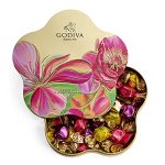 Godiva Chocolatier Gourmet Chocolate Truffles - Limited Edition Mothers Day, Birthday and Spring Gifing - Assorted Luxury Chocolate Candy in an Elegant Spring Floral G Cube Flower Tin - 32 Pieces