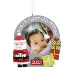 Hallmark Santa and Presents Baby's First Christmas 2023 Picture Frame Christmas Ornamen