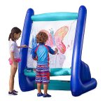 HearthSong Inflatable Giant Easel with Built-in Tray, 39"L x 27"W x 50"H, Included Art Supplies, Heavy-Duty Vinyl, Ages 3 and Up