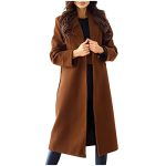 Hinvhai Black of Friday Deals 2023 Fall Cardigans for Women 2023 Solid Lapel Collar Trench Coat Open Front Mid Length Wool Blend Coat Elegant Pea Coat Daily Deals Winter Jackets