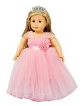 HWD Girls Doll Clothes and Accessories, Princess Costume, Wedding Dress, Party Gown Dress for 18 inch Dolls (Pink)