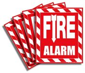 iSYFIX Fire Alarm Sticker Signs Stickers - 4 Pack 6x7 Inch - Premium Self-Adhesive Vinyl, Laminated for Ultimate UV, Weather, Scratch, Water and Fade Resistance, Indoor and Outdoor