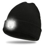 JJTGS Unisex Beanie Hat with Light, Gift for Dad and Adjustable 4 Brightness Headlamp Winter LED Hat, Gifts for Father Men Husband Rechargeable Caps Black