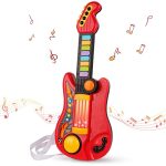 Kids Guitar 2 in 1 Musical Instruments for Kids Piano Toddler Toy Guitar with Strap Electric Guitar for Kids Music Toys for 3 4 5 Year Old Boys Girls Birthday (Red)