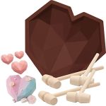 Large Silicone Heart Mold Diamond Heart Shape Cake Mold with 4 PC Mini Hammer for Chocolate, Candy, Cake, Jelly, Mousse Making