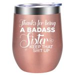 LEADO Wine Tumbler - Gifts for Sister, Sister in Law, Sisters Gifts from Sister, Brother - Thank You, Christmas, Birthday Gifts for Sister - Soul Sister, Little, Big Sister Gifts for Women