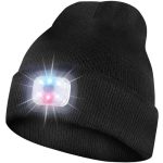 LED Beanie Hat with Light, Fishing Gifts for Men, Headlamp Beanie Lighted Beanie for Men, Unisex Winter Knit Beanie with 6 LEDs Light, Unique Xmas Gifts for Men Women, Black